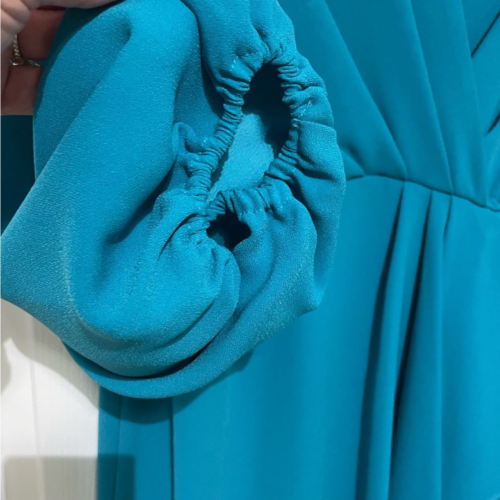 Trina Turk Teal Long-Sleeve Mini Dress - Picture 3 of 6